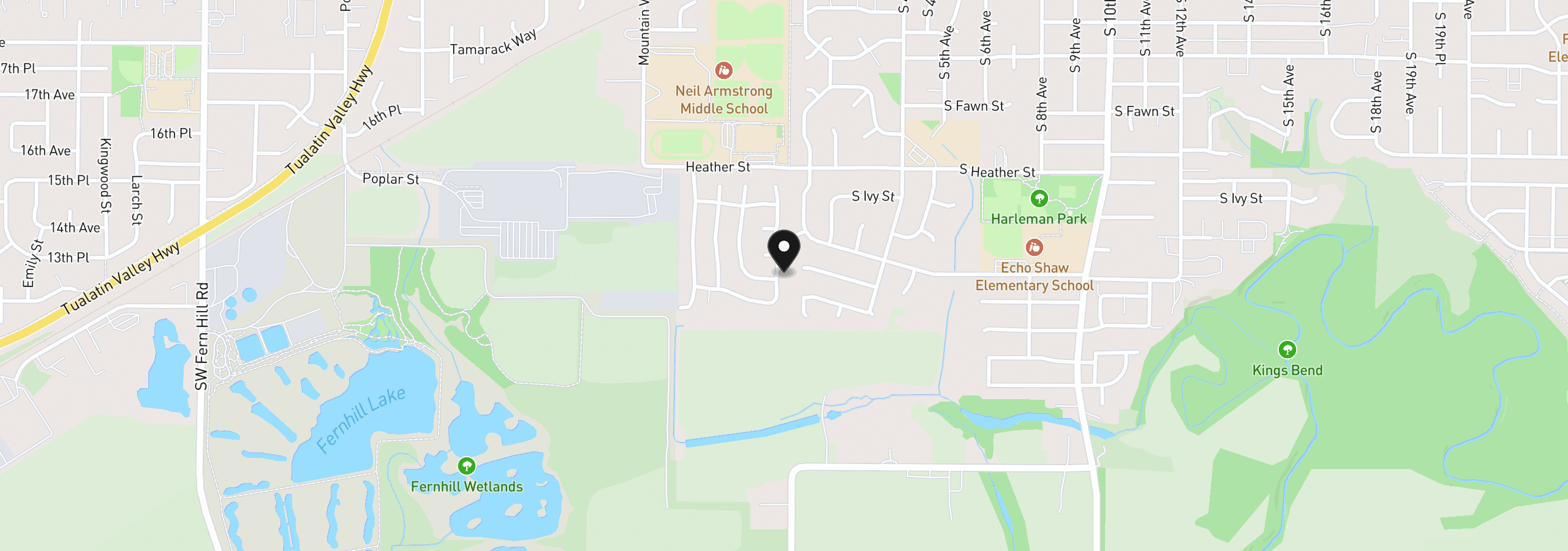 Map showing the location of 1309 Settlers Loop, Forest Grove, OR 97116