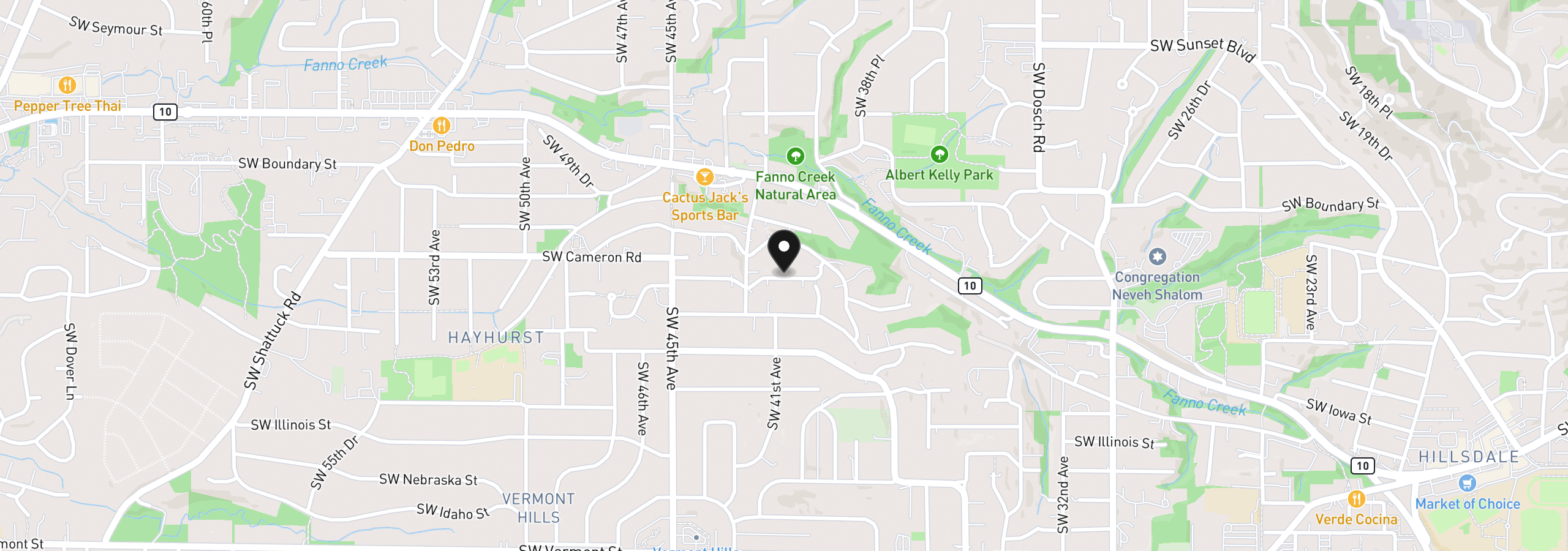 Map showing the location of 4061 SW Flower St, Portland, OR 97221