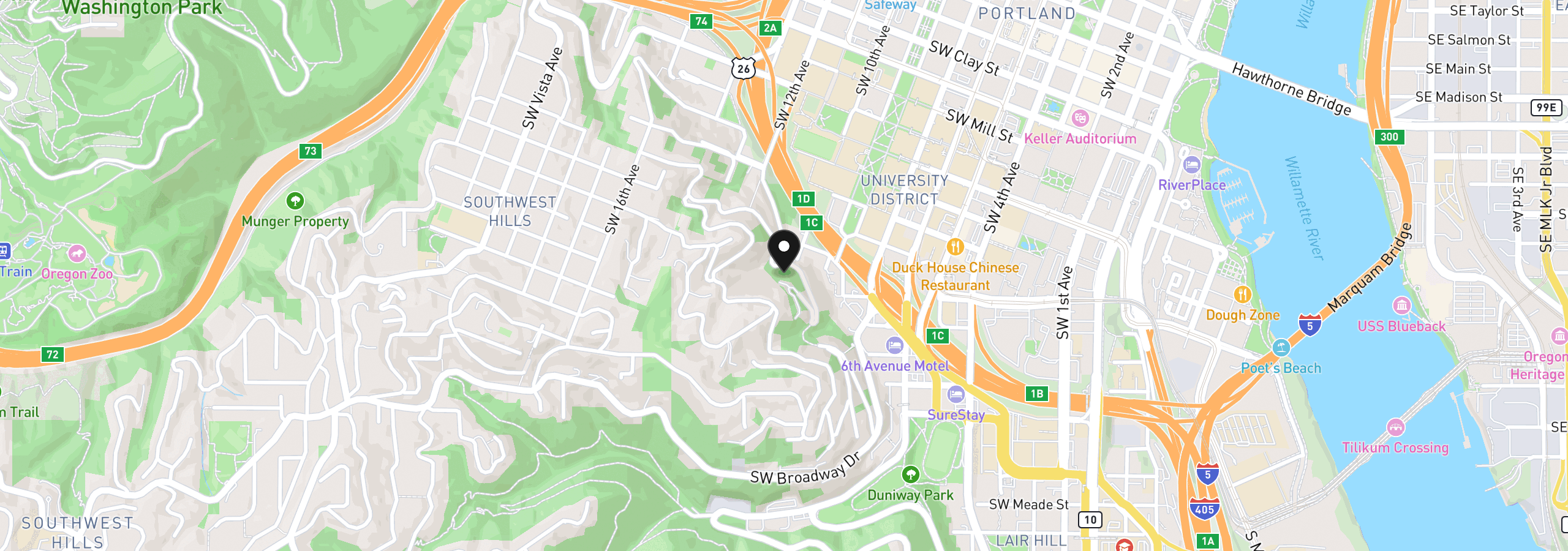 Map showing the location of SW Cardinell Way, Portland, OR 97201