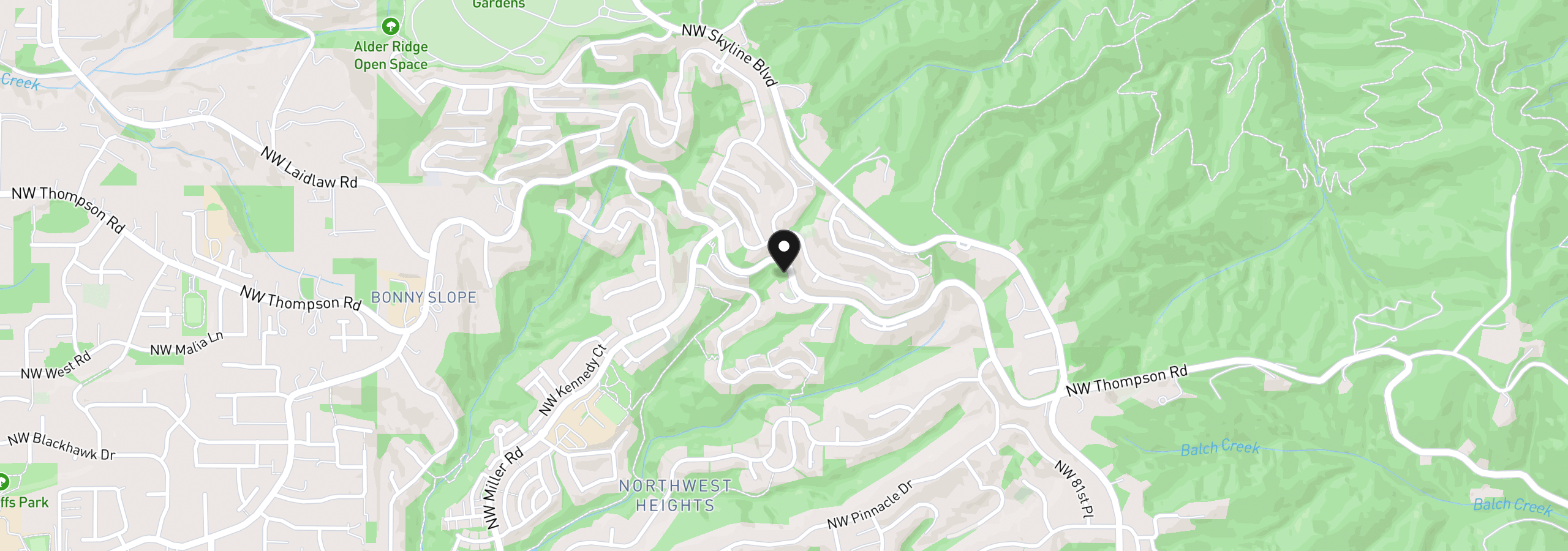 Map showing the location of 3348 NW Tullamore Ct, Portland, OR 97229