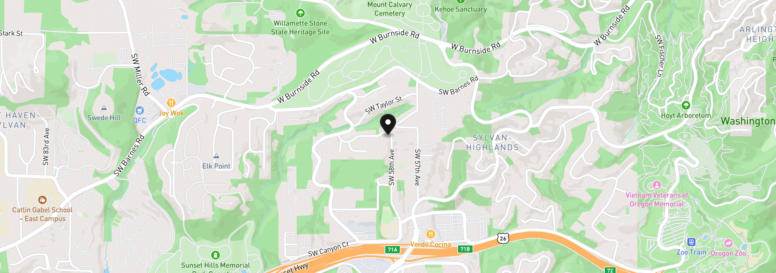 Map showing the location of 5830 SW Salmon St, Portland, OR 97221