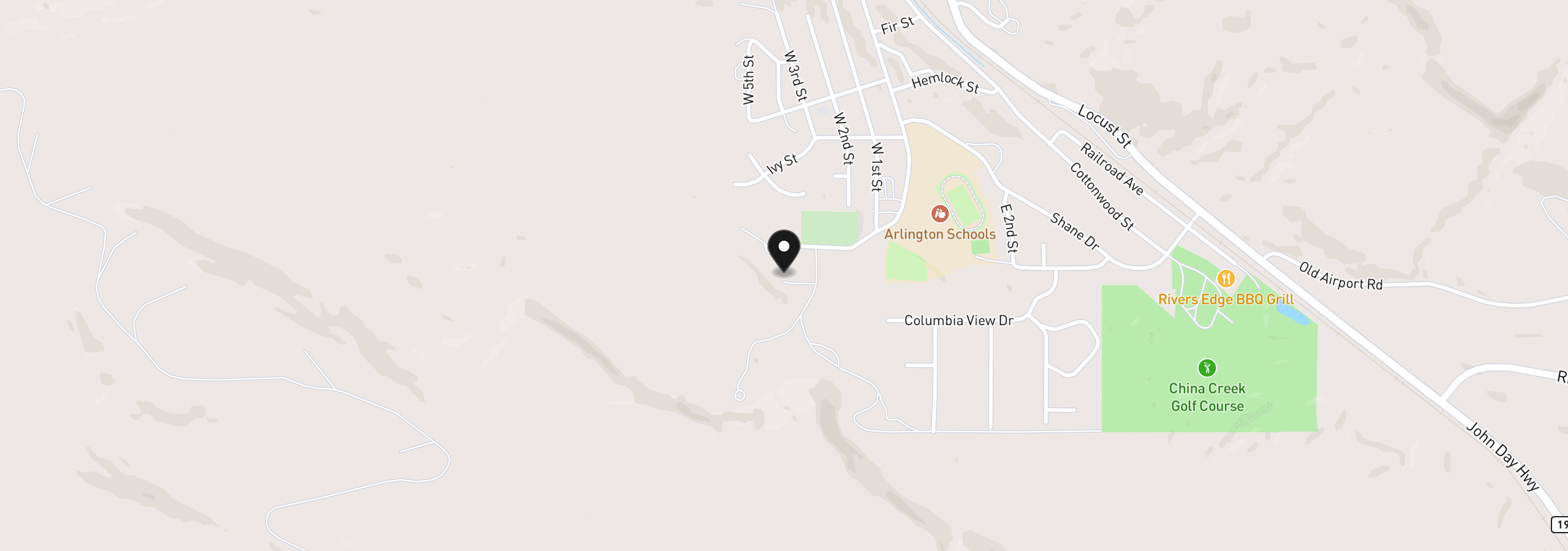 Map showing the location of 1490 Main St, Arlington, OR 97812