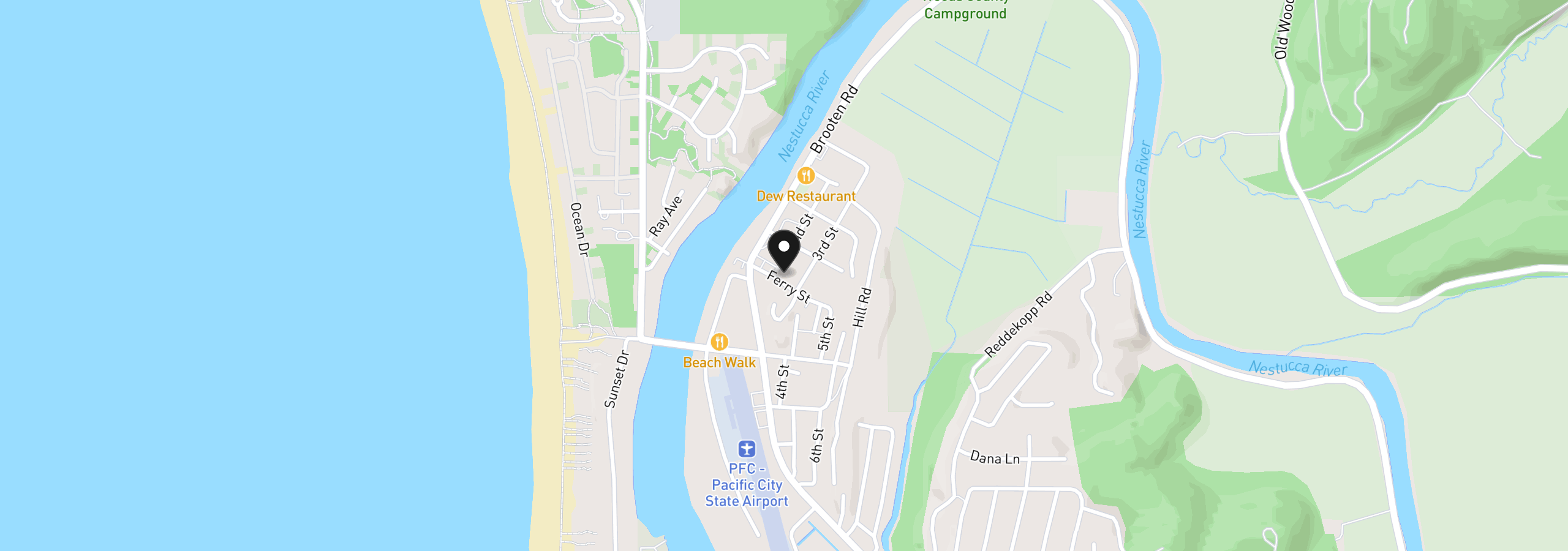 Map showing the location of 6420 Ferry St, Pacific City, OR 97135