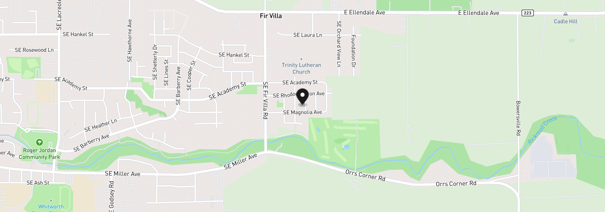 Map showing the location of 751 SE Glendover Ln, Dallas, OR 97338