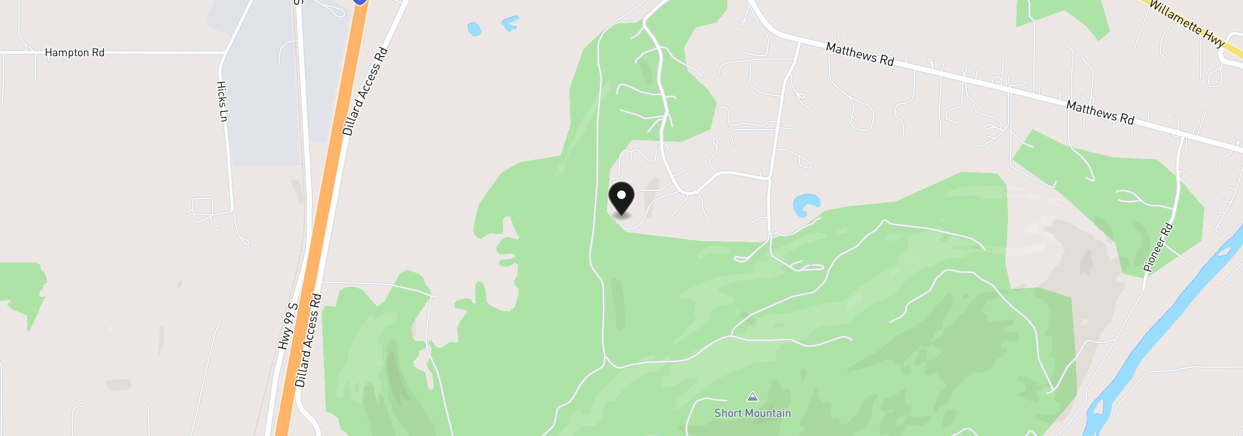 Map showing the location of 34394 Deerwood Dr, Eugene, OR 97405