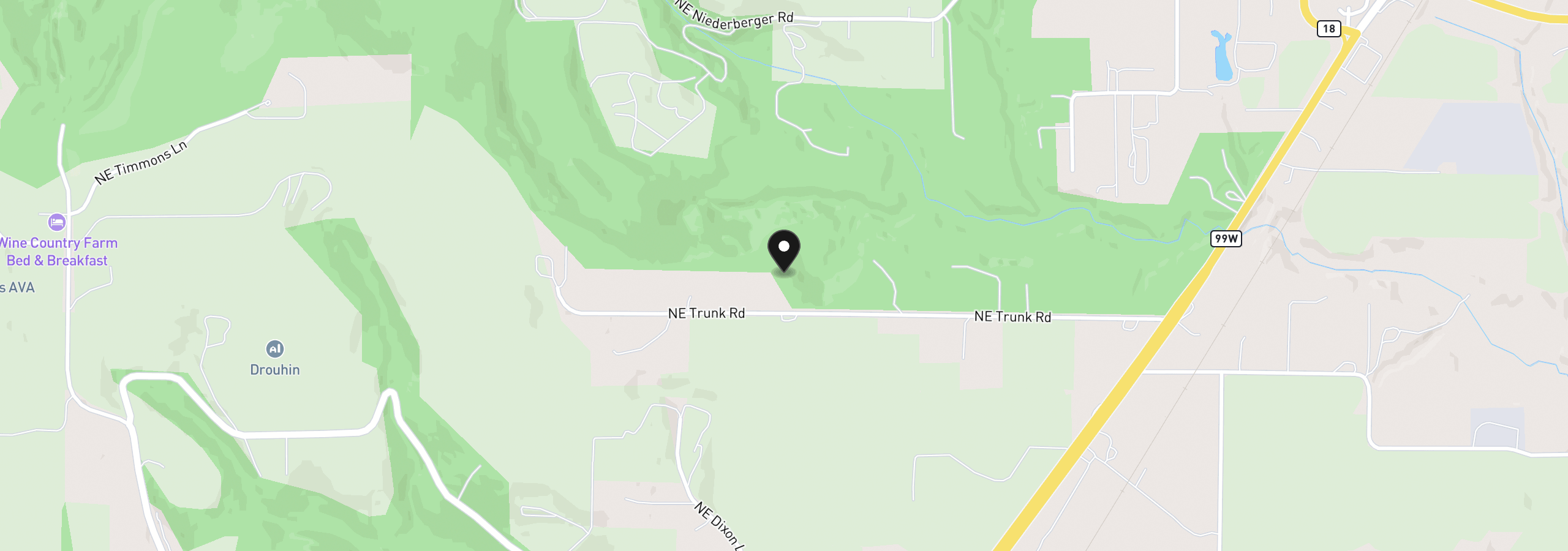 Map showing the location of 19601 NE Trunk Rd, Dundee, OR 97115