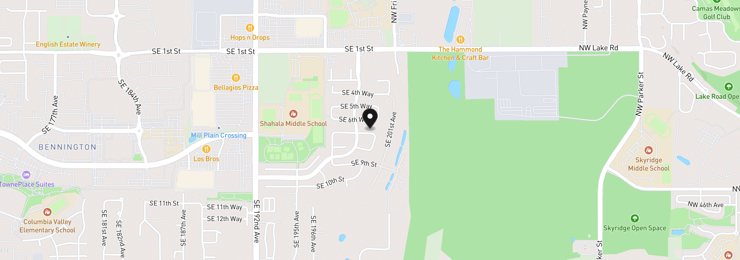 Map showing the location of 19912 SE 7th Way, Camas, Wa 98607