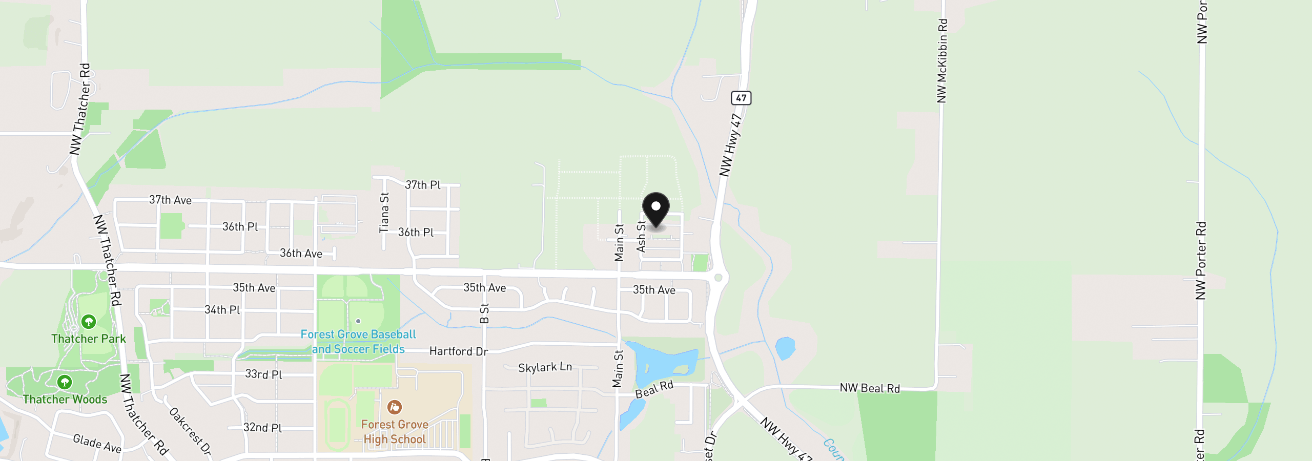 Map showing the location of 2110 Myrtle Ln Lot 87, Forest Grove, OR 97116