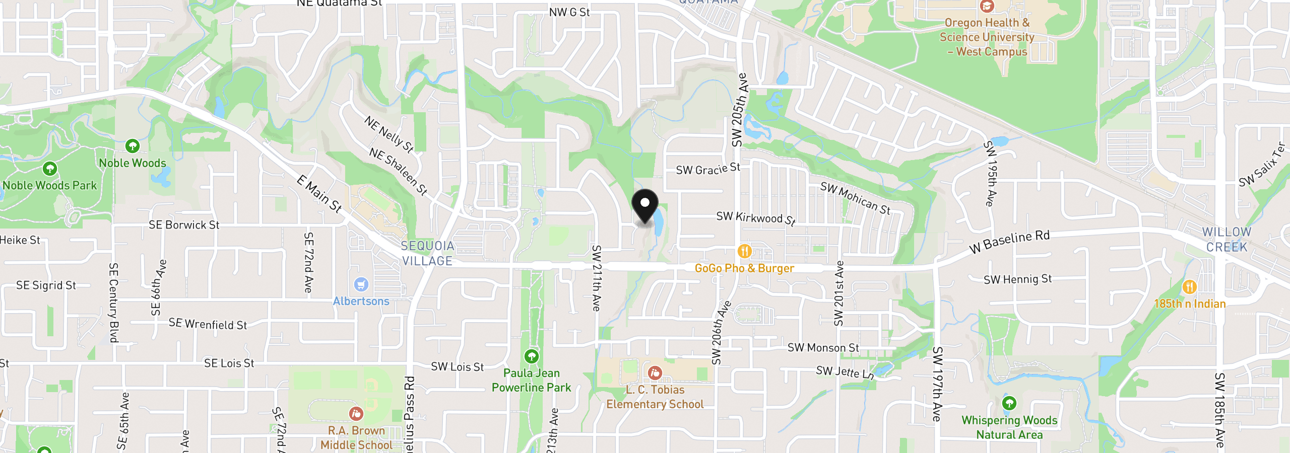 Map showing the location of 20901 SW Moline Ct, Beaverton, OR 97006