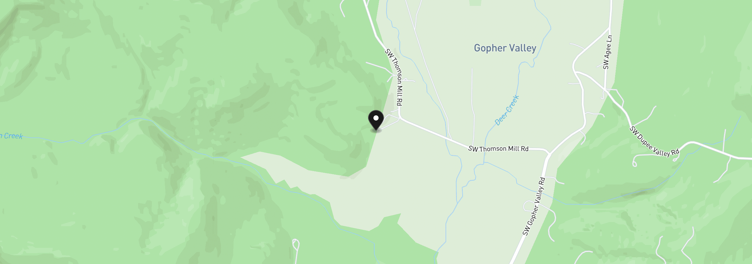 Map showing the location of 26601 SW Thomson Mill Rd, Sheridan, OR 97378