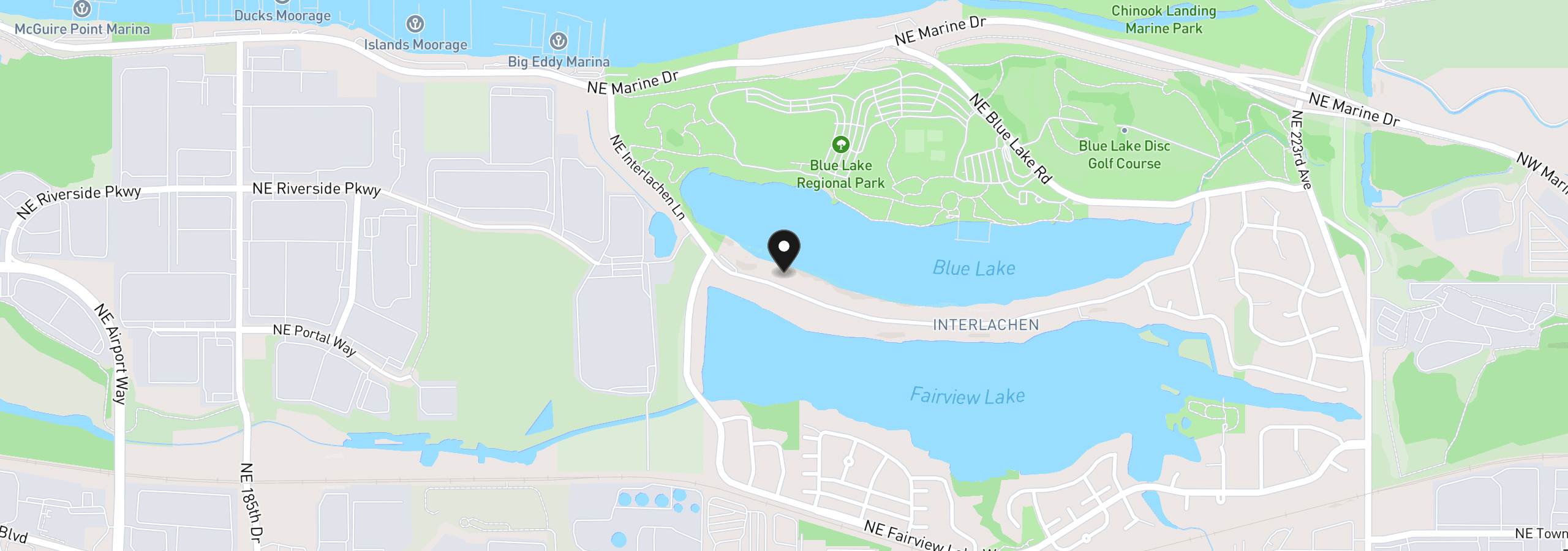 Map showing the location of 20307 NE Interlachen Ln, Fairview, OR 97024