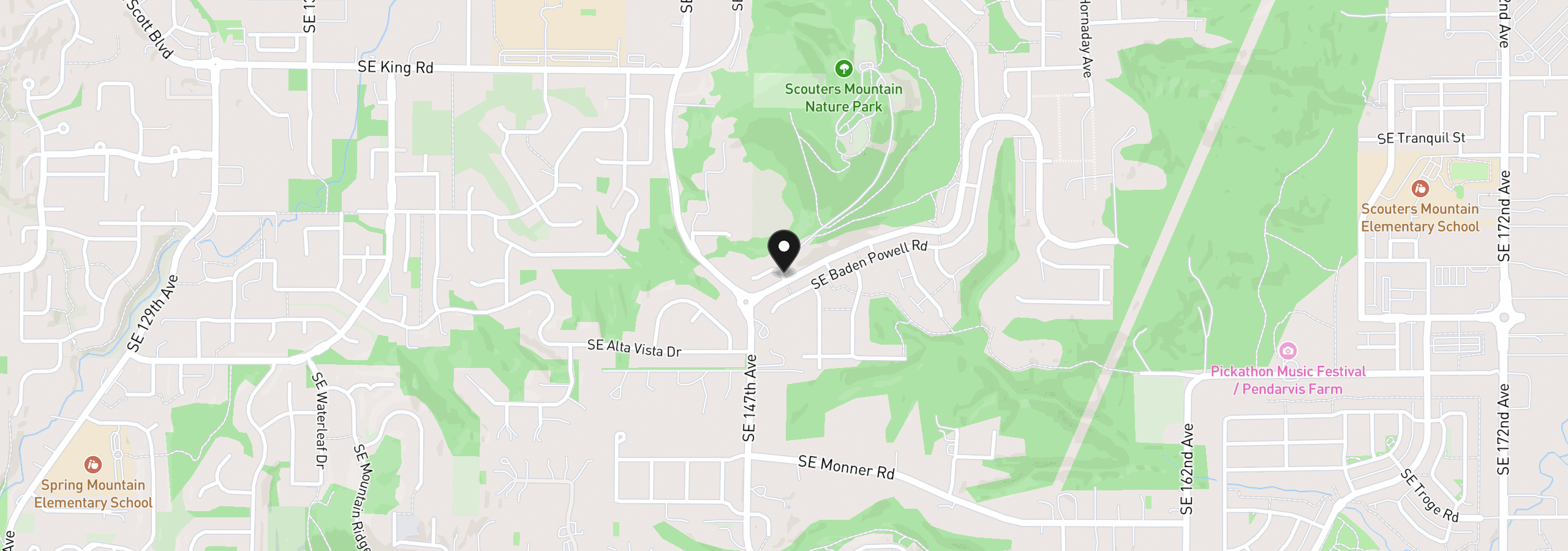 Map showing the location of 14857 SE Friendly Pl, Happy Valley, OR 97086