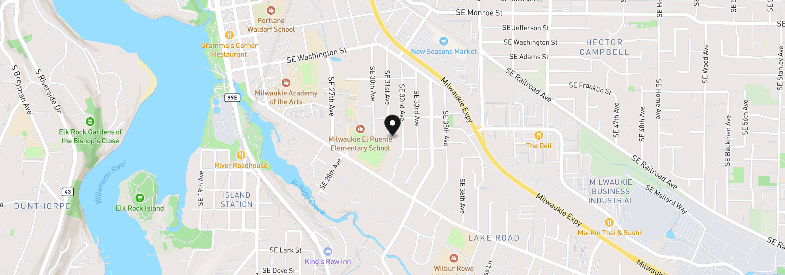 Map showing the location of 11654 SE 31st Ave, Milwaukie, OR 97222