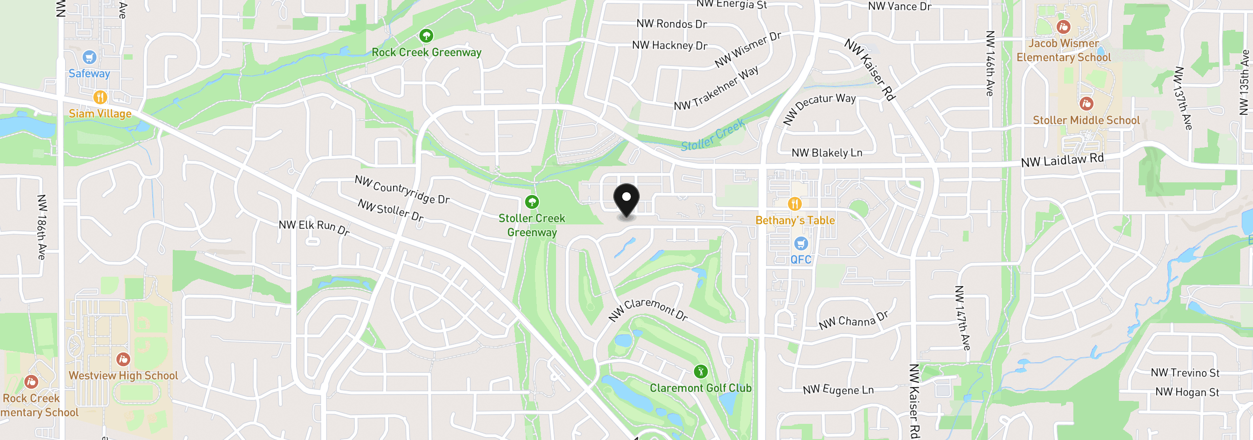 Map showing the location of 16088 NW Centine Ln, Portland, OR 97229