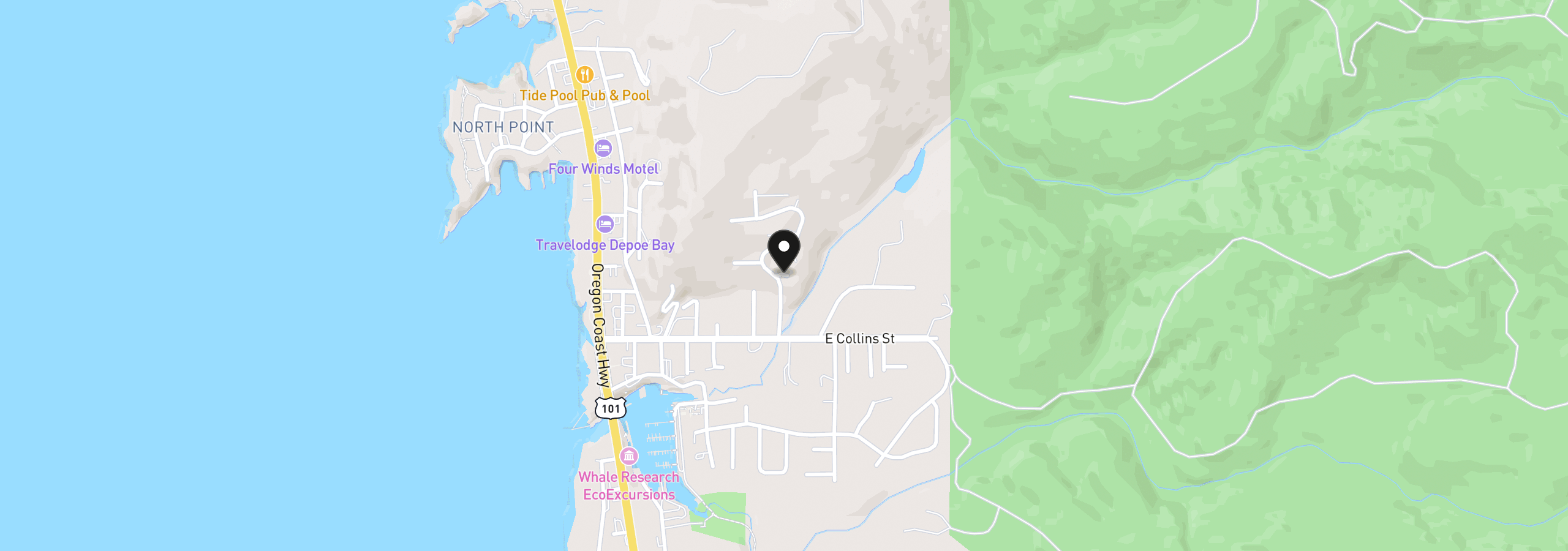 Map showing the location of Tl 6100 NE Creekside Ct, Depoe Bay, OR 97341