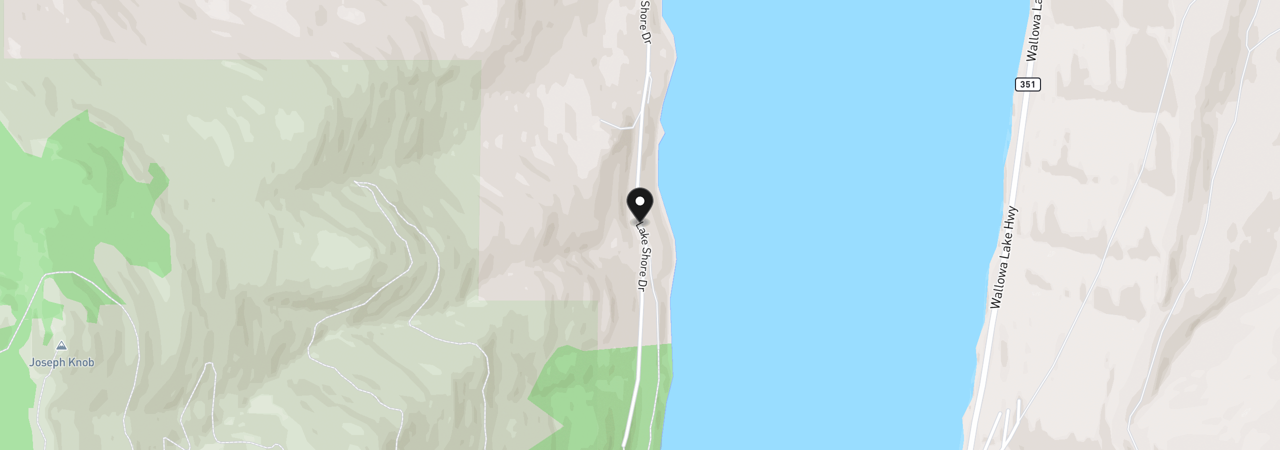 Map showing the location of Lake Shore Rd, Joseph, OR 97846