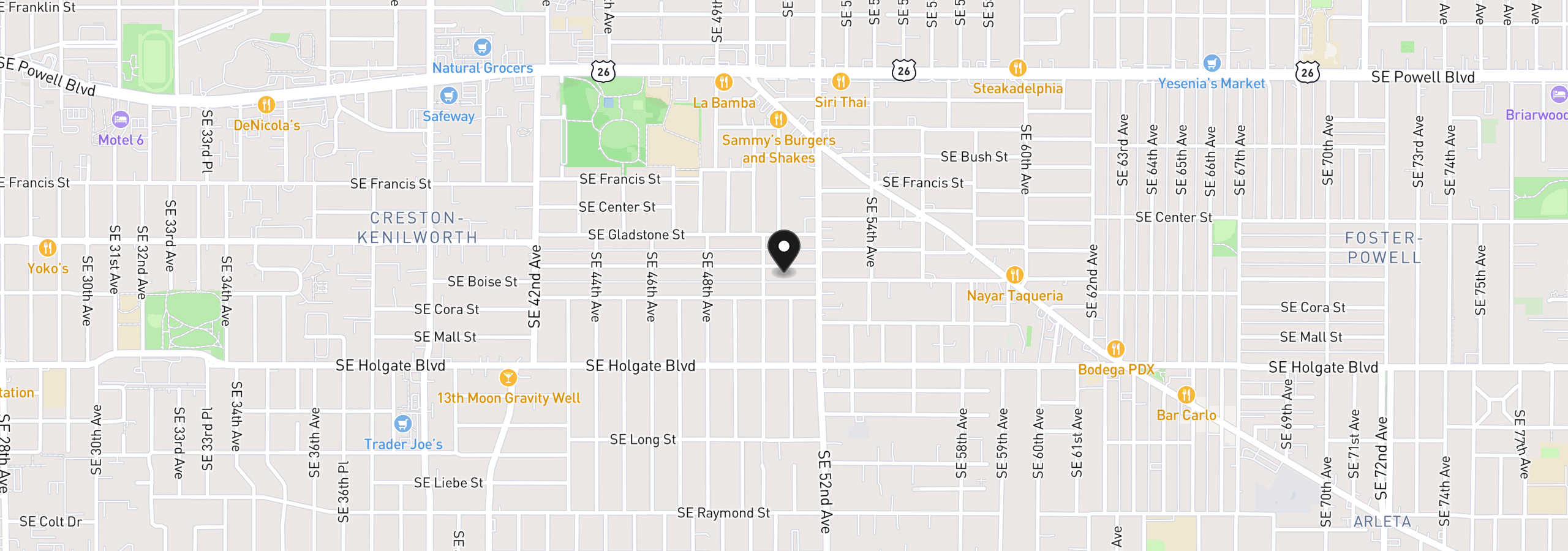 Map showing the location of 5096 Boise St, Portland, OR 97206