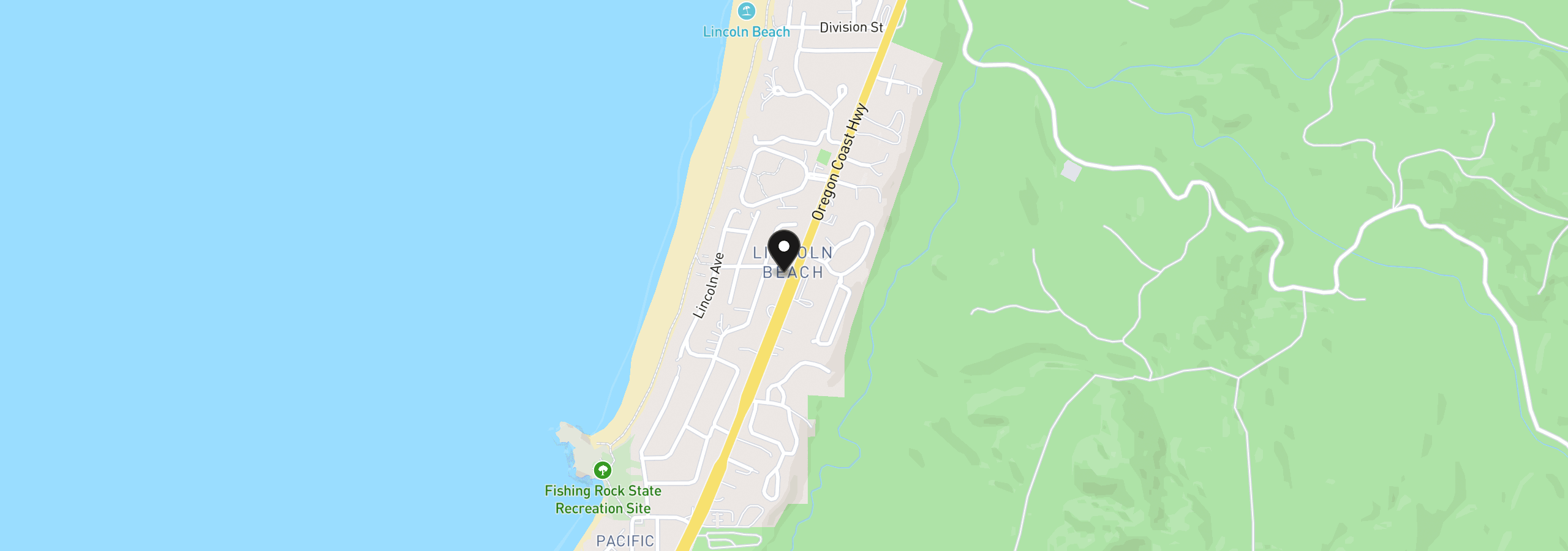 Map showing the location of 20 Willow St, Depoe Bay, OR 97341