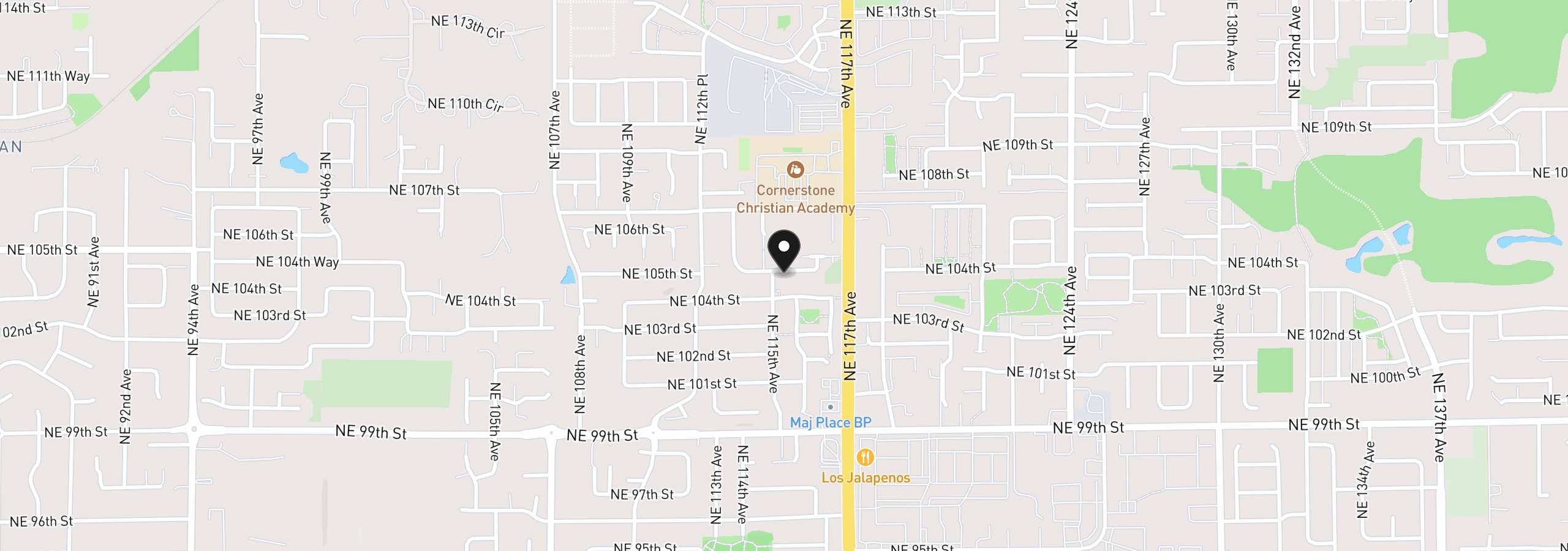Map showing the location of 11621 NE 105th St, Vancouver, Wa 98662