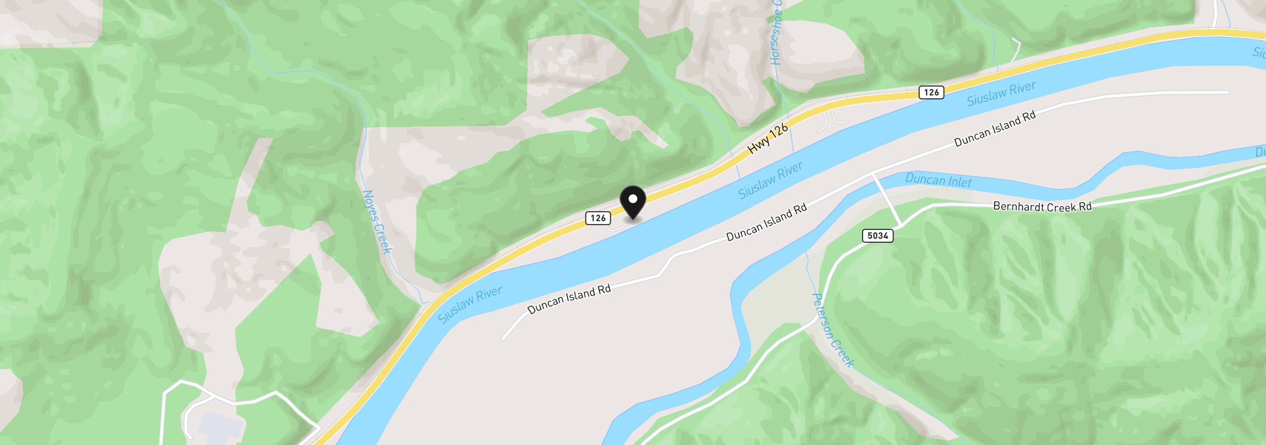 Map showing the location of 8136 Highway 126, Florence, OR 97439