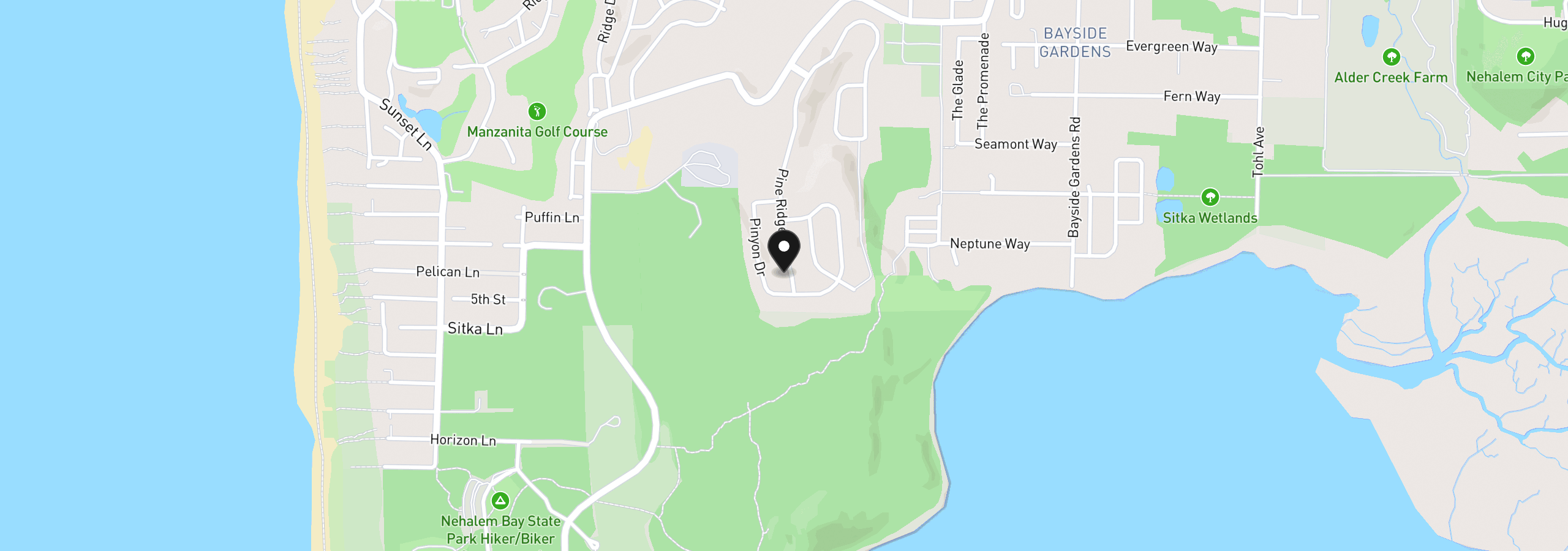 Map showing the location of 9920 Pine Ridge Dr, Manzanita, OR 97130