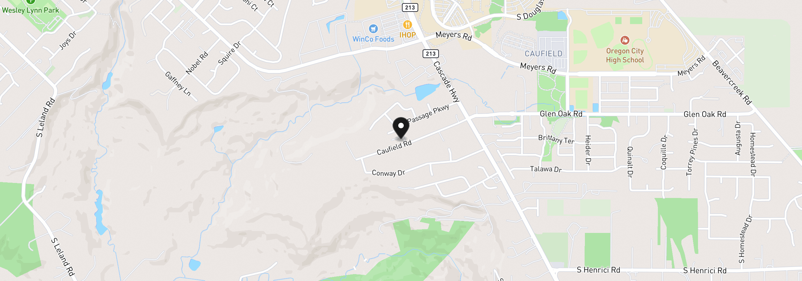 Map showing the location of 14037 Caufield Rd, Oregon City, OR 97045