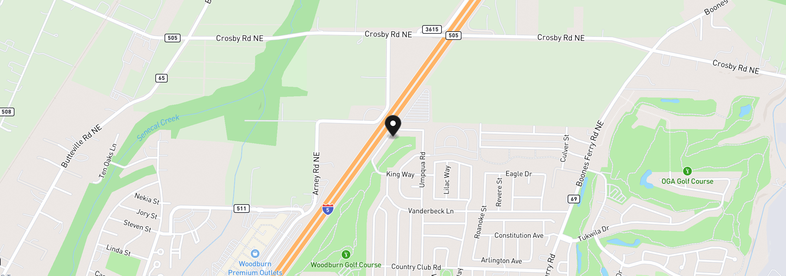 Map showing the location of 2056 King Way, Woodburn, OR 97071