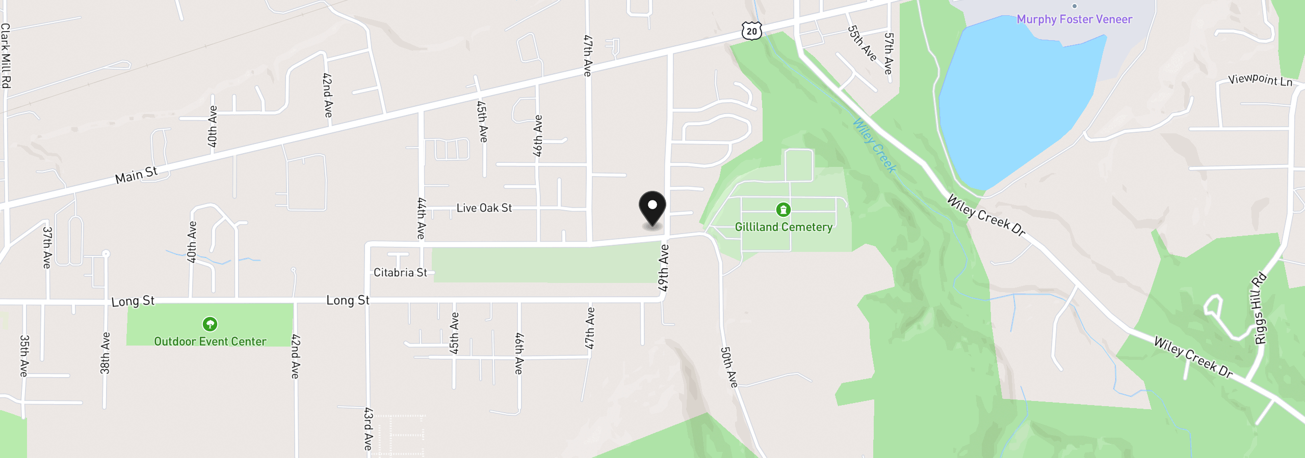 Map showing the location of 4890 Airport Rd, Sweet Home, OR 97386