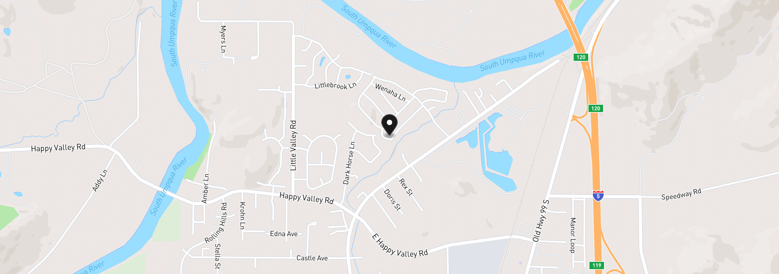 Map showing the location of 243 Owyhee Ln, Roseburg, OR 97470