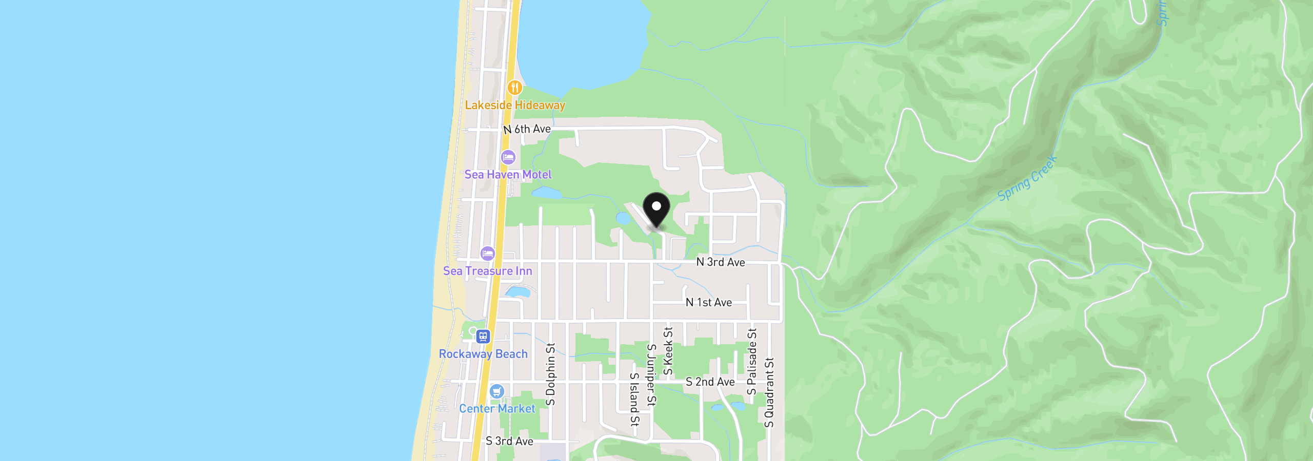 Map showing the location of Juniper Ct Lot 8, Rockaway Beach, OR 97136