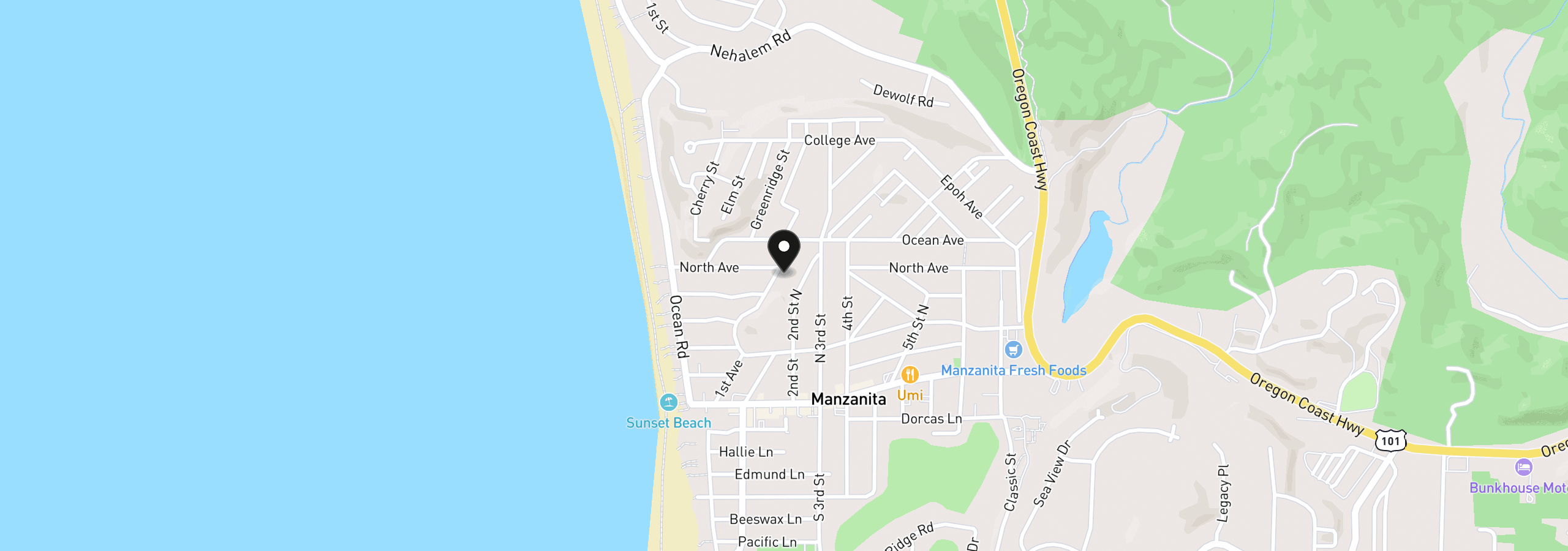 Map showing the location of 562 1st St N, Manzanita, OR 97130