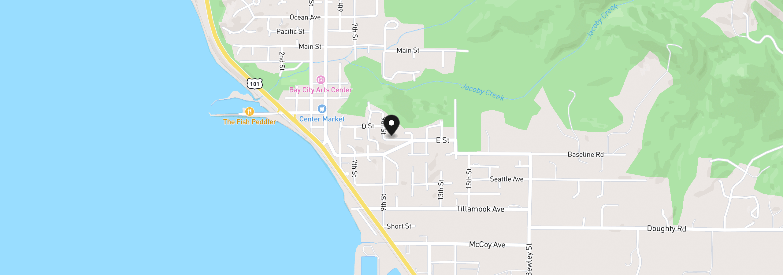 Map showing the location of 6150 E St, Bay City, OR 97107