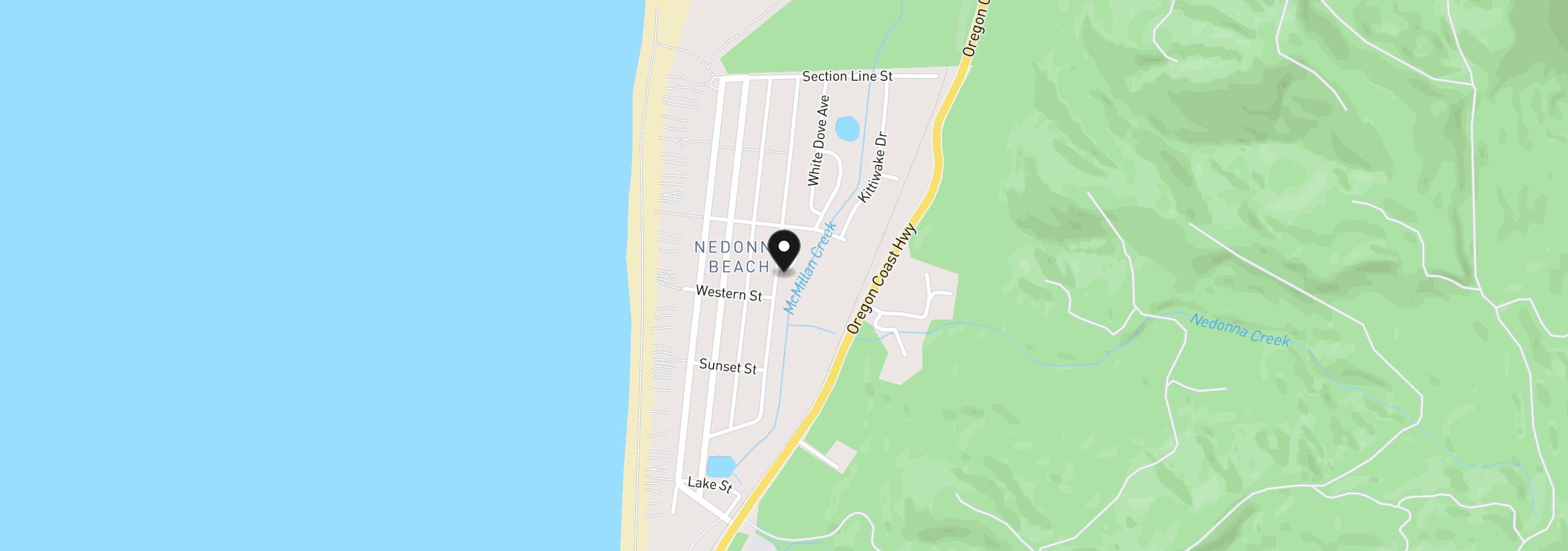 Map showing the location of 26265 David Ave, Rockaway Beach, OR 97136