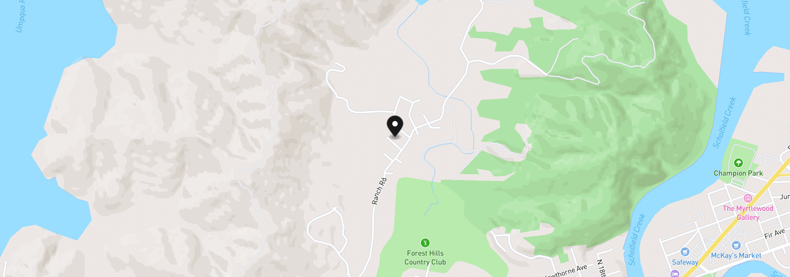 Map showing the location of 445 Camellia Ct, Reedsport, OR 97467