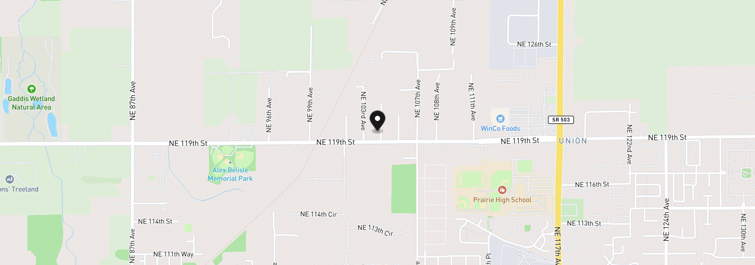 Map showing the location of 10408 NE 119th St, Vancouver, Wa 98662