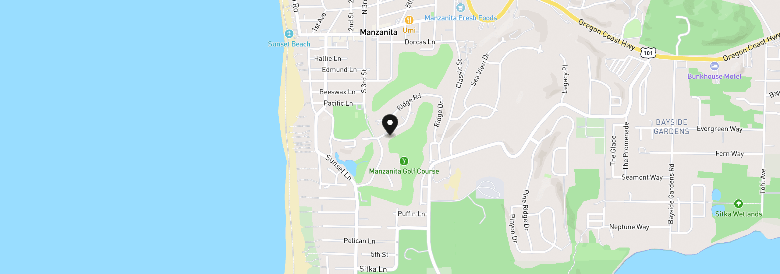 Map showing the location of Upland Dr 04900, Manzanita, OR 97130