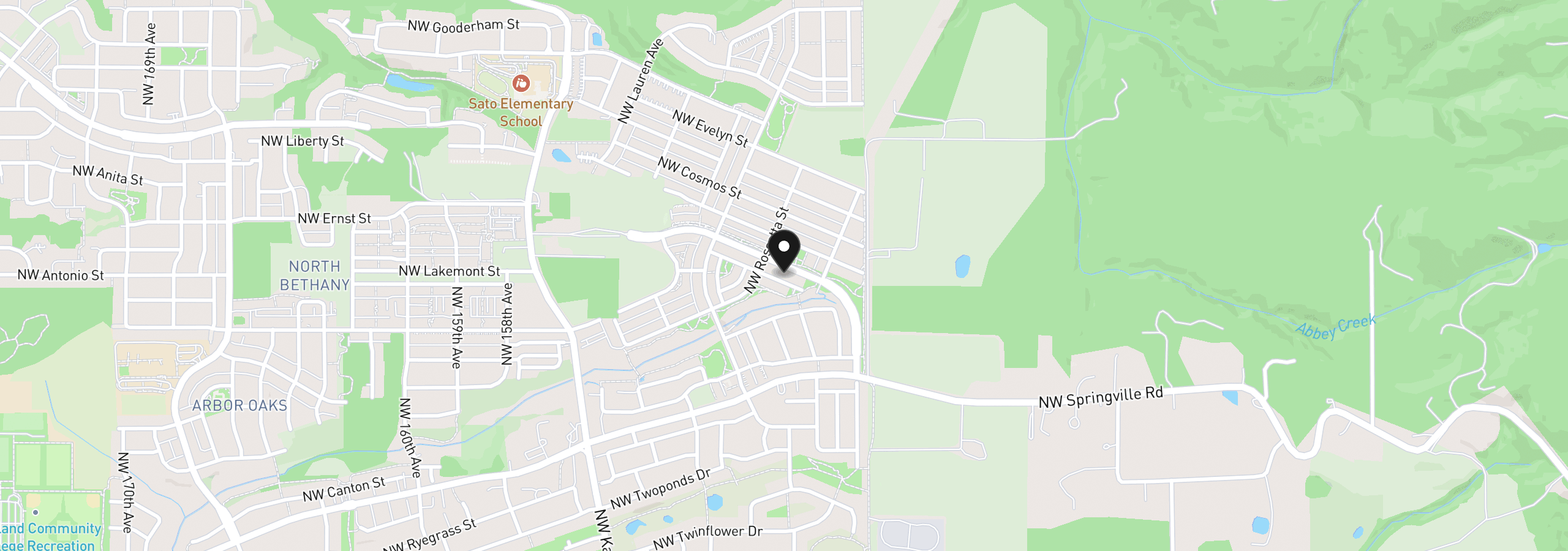 Map showing the location of 14752 NW Shackelford Rd, Portland, OR 97229