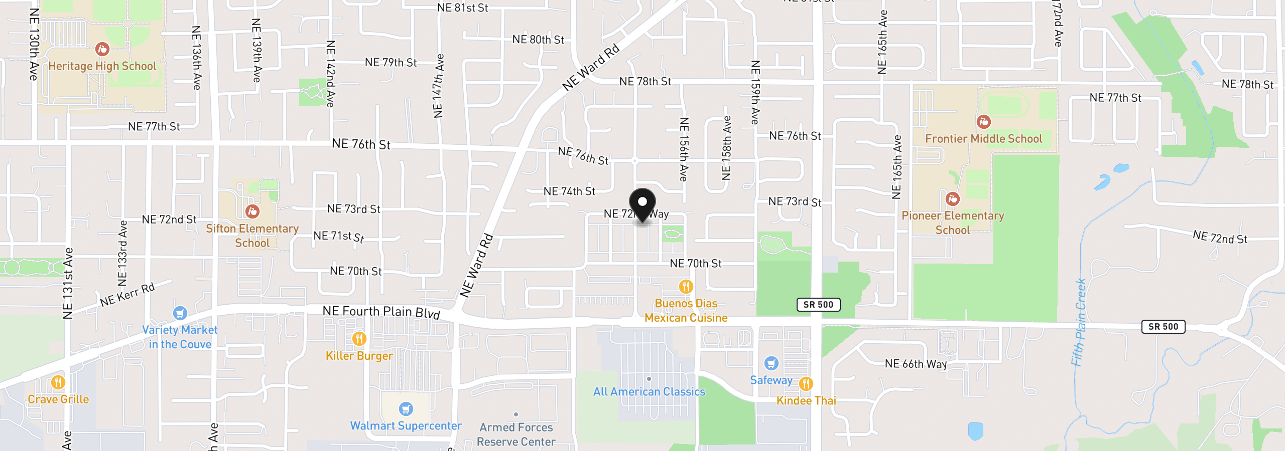 Map showing the location of 7147 NE 154th Ave, Vancouver, Wa 98682