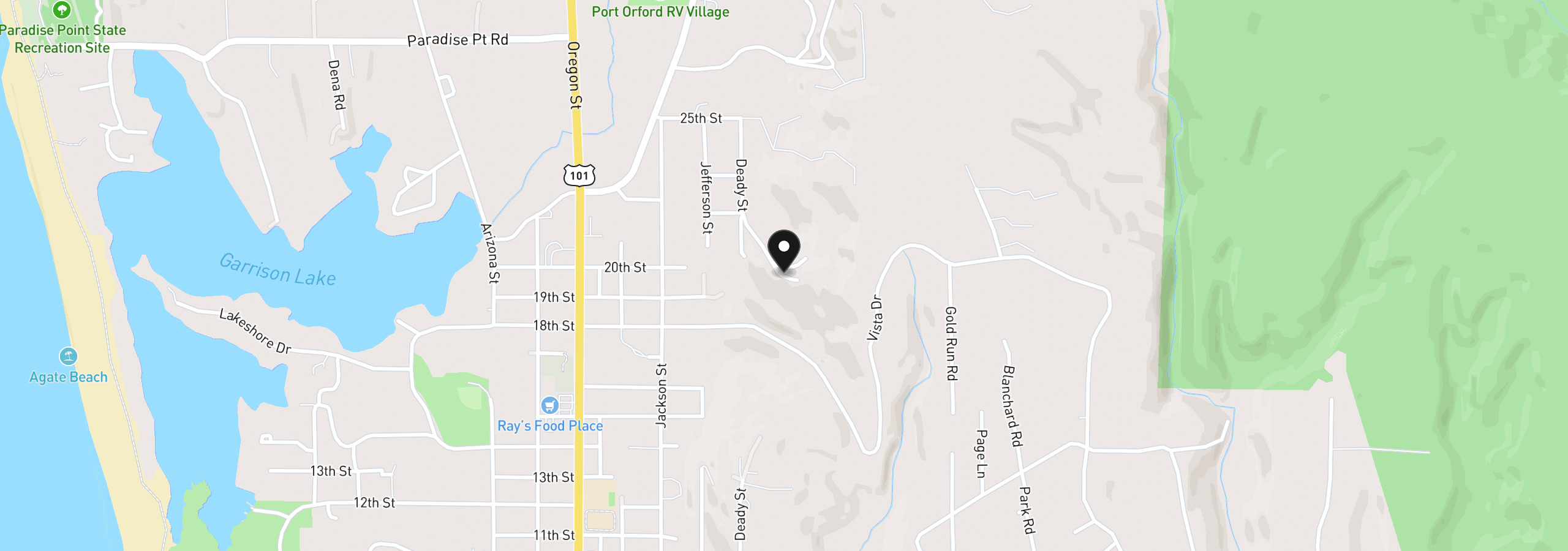Map showing the location of Dee Terrace, Port Orford, OR 97465