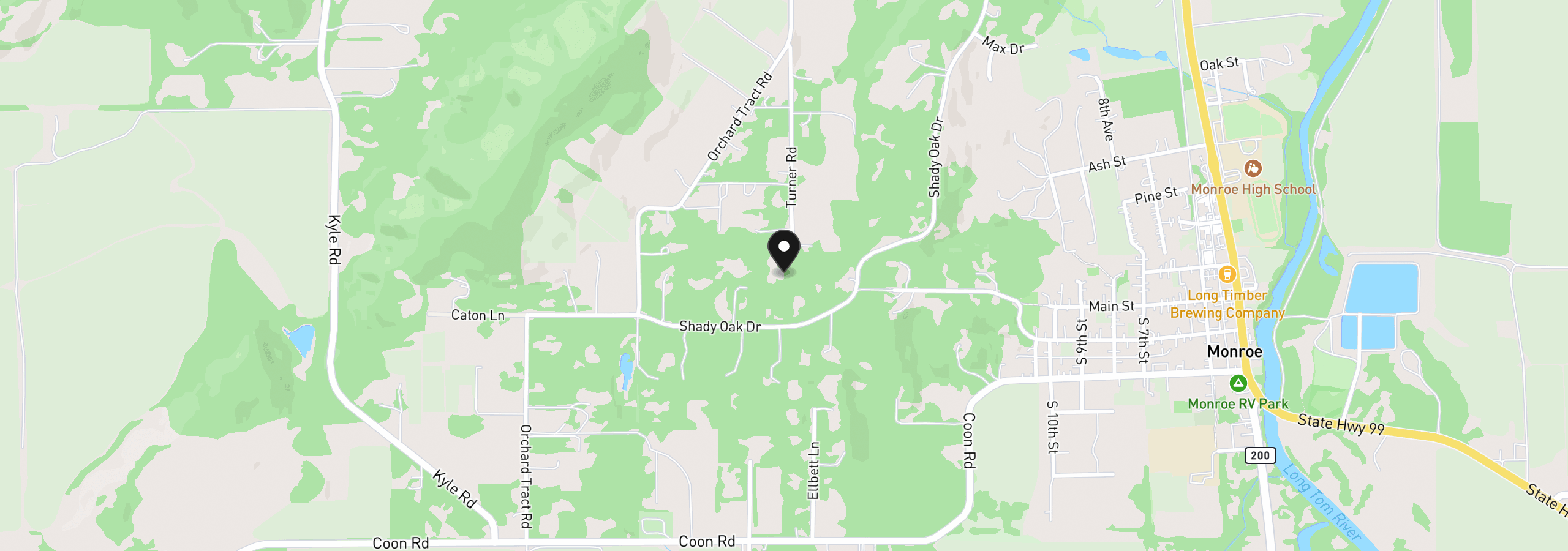 Map showing the location of 26385 Shady Oak Dr, Monroe, OR 97456