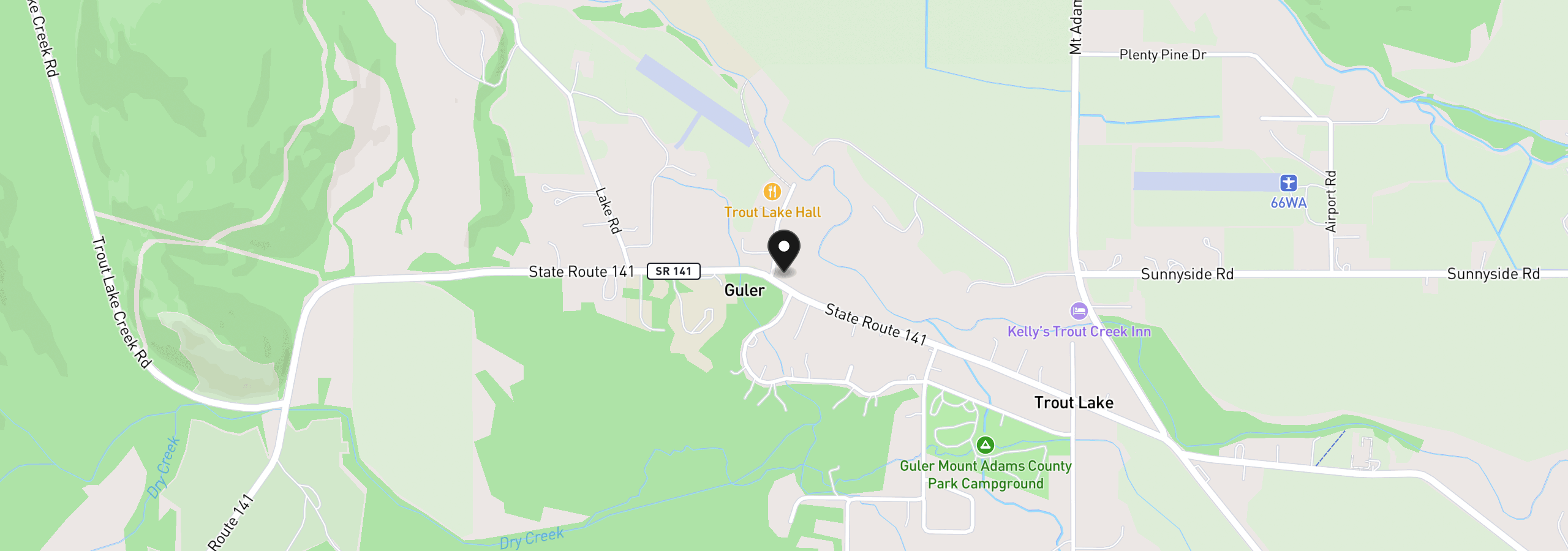 Map showing the location of 2438 Highway 141, Trout Lake, Wa 98650