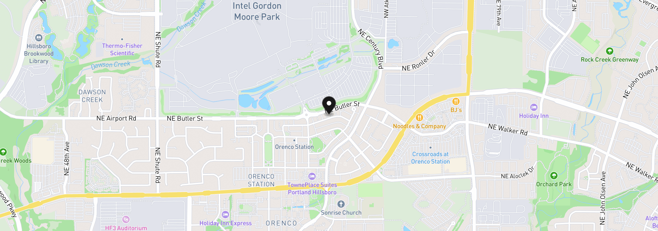 Map showing the location of 6659 NE Copper Beech Dr, Hillsboro, OR 97124