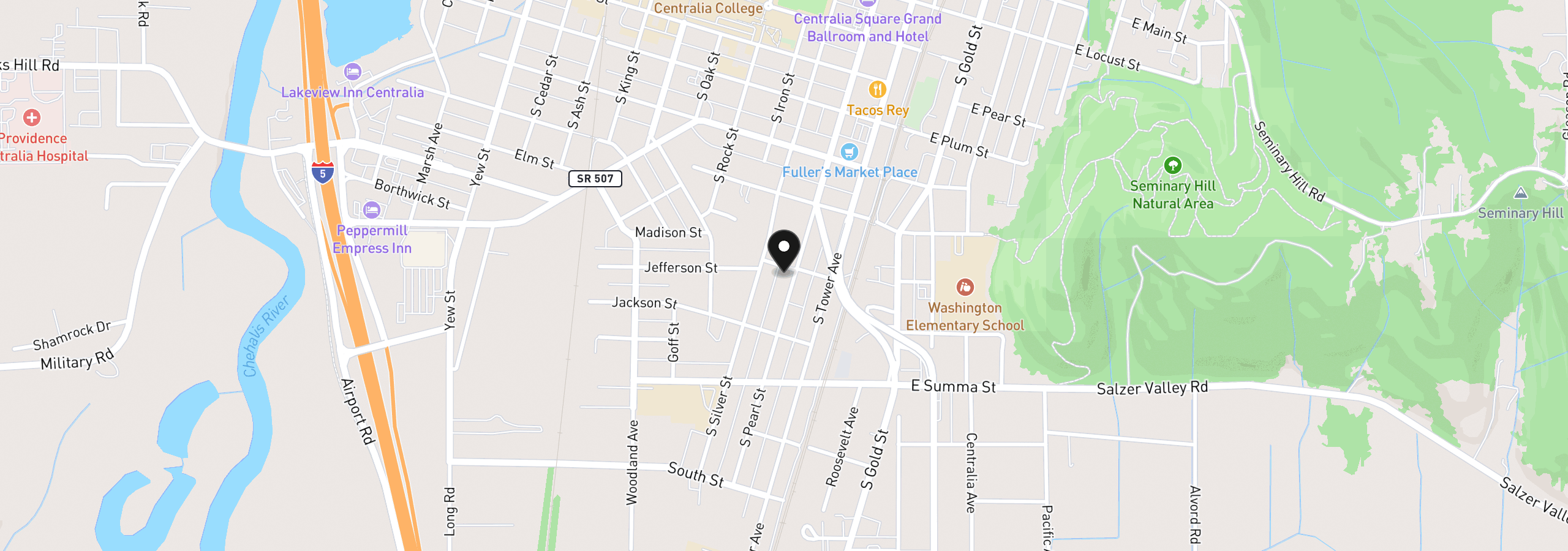 Map showing the location of 807 S Pearl St, Centralia, Wa 98531