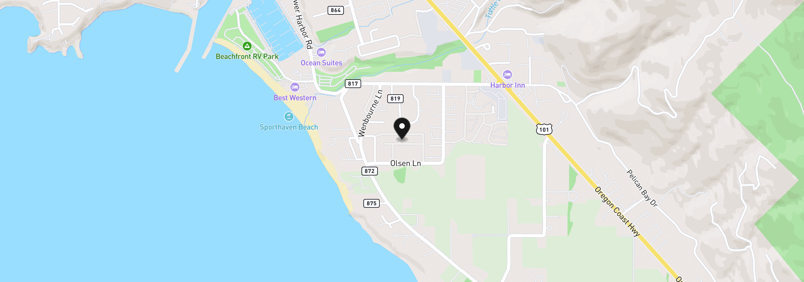 Map showing the location of 15889 Sunset Strip 62, Brookings, OR 97415