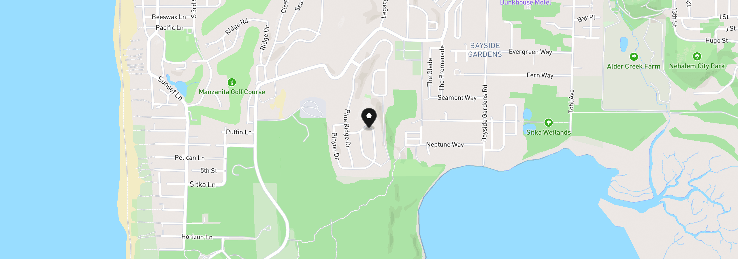 Map showing the location of Lodgepole Dr, Manzanita, OR 97130