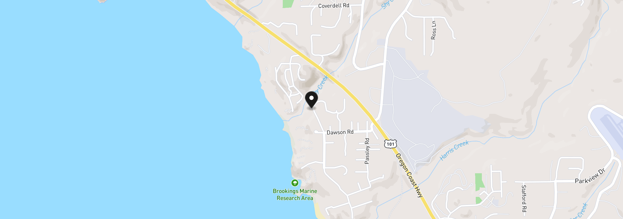 Map showing the location of 17350 Holmes Dr, Brookings, OR 97415