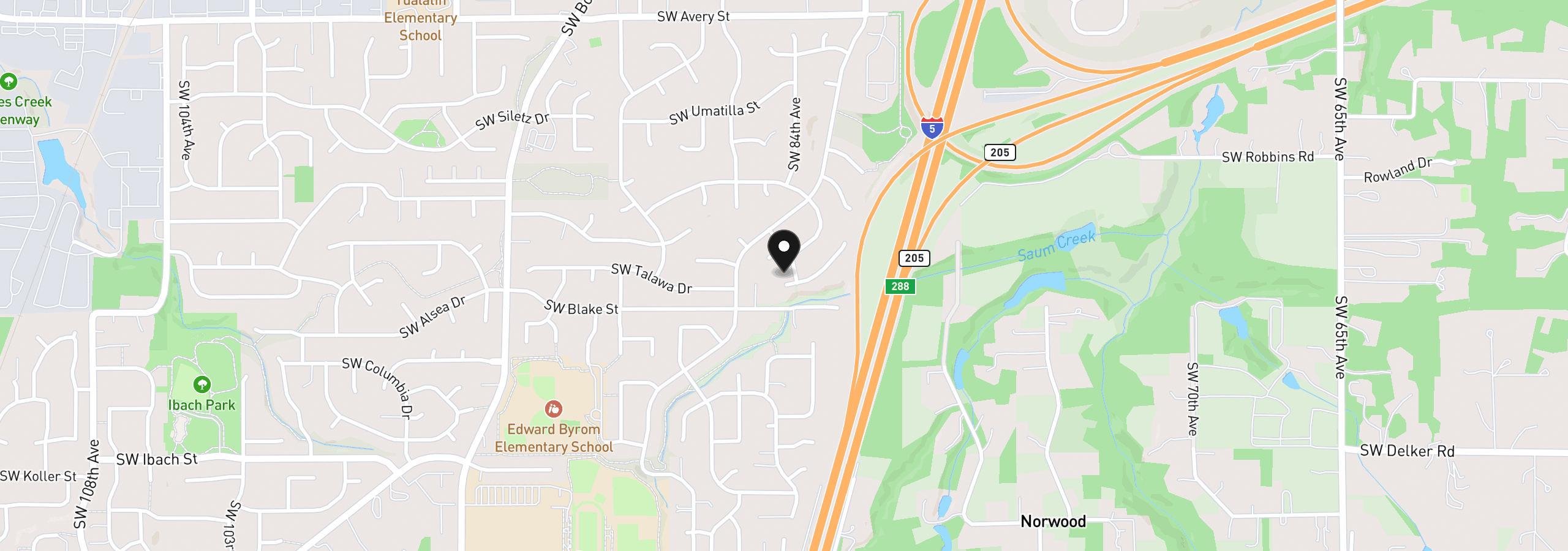 Map showing the location of 21367 SW Makah Ct, Tualatin, OR 97062