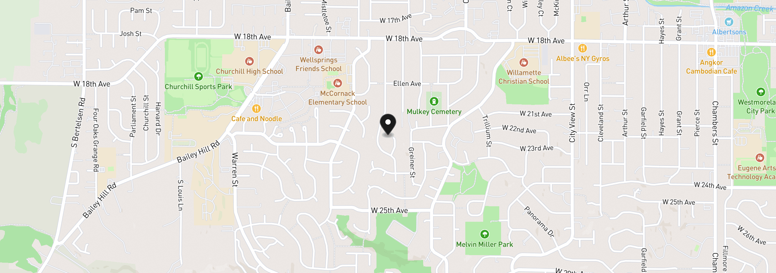 Map showing the location of 2331 Todd St, Eugene, OR 97405