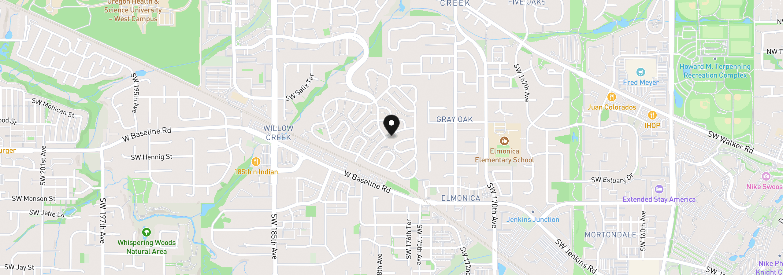 Map showing the location of 17680 SW Bunker Oak Rd 411, Beaverton, OR 97006