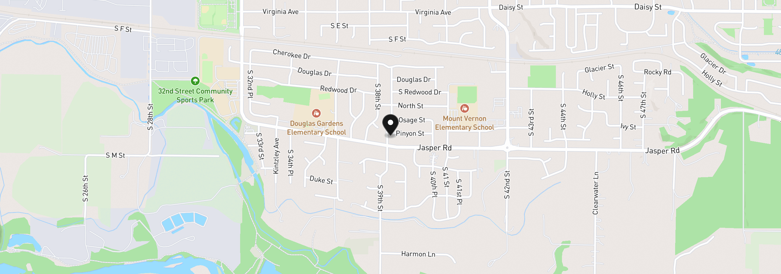 Map showing the location of 963 Hazelnut Ln, Springfield, OR 97478